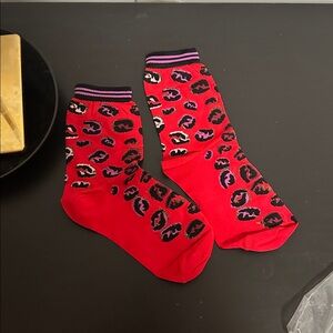 Fendi Red and Purple Patterned Socks. Never worn. New without tags.